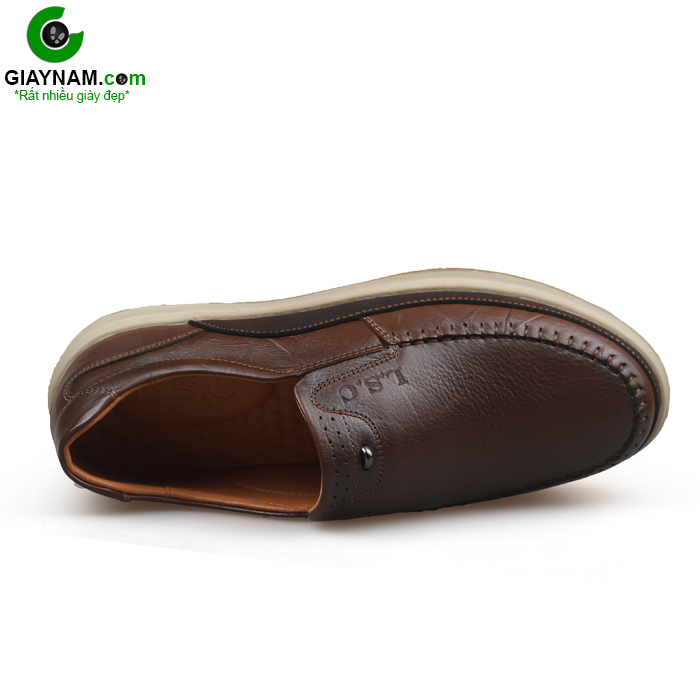 Giày lười nam da mềm êm ái hiệu LSC màu nâu; GL8001N6